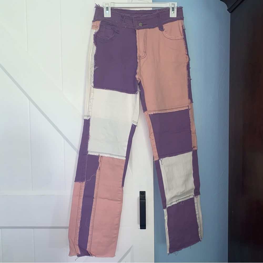 Colorblock Patchwork Pants - Picture 3 of 7